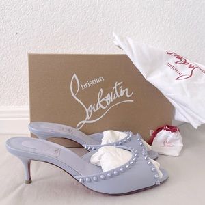 NEW Christian Louboutin Me Dolly Spike 55 Red Sole Mule Sandals Sz37